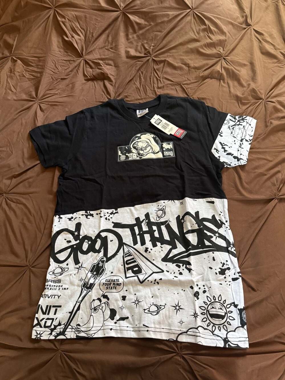 GTL4 Good Things Last 4Ever Graphic Print T-Shirt Black/White